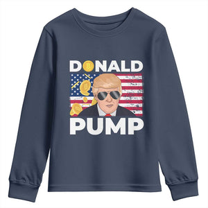 Bitcoin Trump Youth Sweatshirt Donald Pump Funny Crypto TS09 Navy Print Your Wear