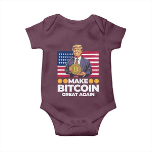 Trump Bitcoin Baby Onesie Make Bitcoin Great Again TS09 Maroon Print Your Wear