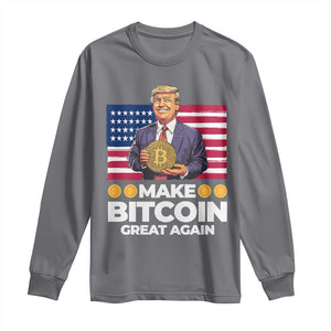 Trump Bitcoin Long Sleeve Shirt Make Bitcoin Great Again TS09 Charcoal Print Your Wear