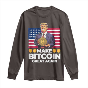 Trump Bitcoin Long Sleeve Shirt Make Bitcoin Great Again TS09 Dark Chocolate Print Your Wear