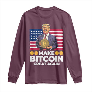 Trump Bitcoin Long Sleeve Shirt Make Bitcoin Great Again TS09 Maroon Print Your Wear