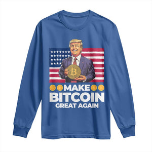 Trump Bitcoin Long Sleeve Shirt Make Bitcoin Great Again TS09 Royal Blue Print Your Wear