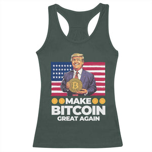 Trump Bitcoin Racerback Tank Top Make Bitcoin Great Again TS09 Dark Forest Green Print Your Wear