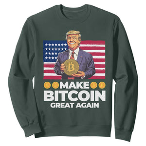 Trump Bitcoin Sweatshirt Make Bitcoin Great Again TS09 Dark Forest Green Print Your Wear
