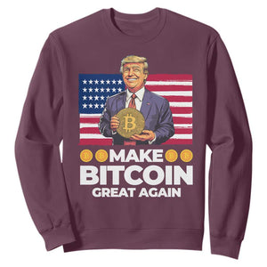Trump Bitcoin Sweatshirt Make Bitcoin Great Again TS09 Maroon Print Your Wear