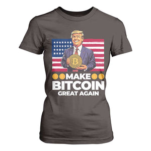 Trump Bitcoin T Shirt For Women Make Bitcoin Great Again TS09 Dark Chocolate Print Your Wear