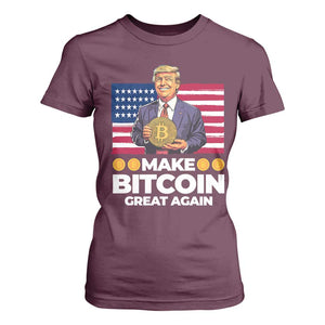 Trump Bitcoin T Shirt For Women Make Bitcoin Great Again TS09 Maroon Print Your Wear
