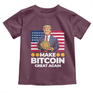 Trump Bitcoin Toddler T Shirt Make Bitcoin Great Again TS09 Maroon Print Your Wear