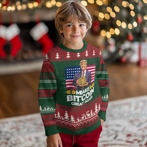 Trump Bitcoin Knit Sweatshirt Make Bitcoin Great Again TS09 Christmas Print Your Wear