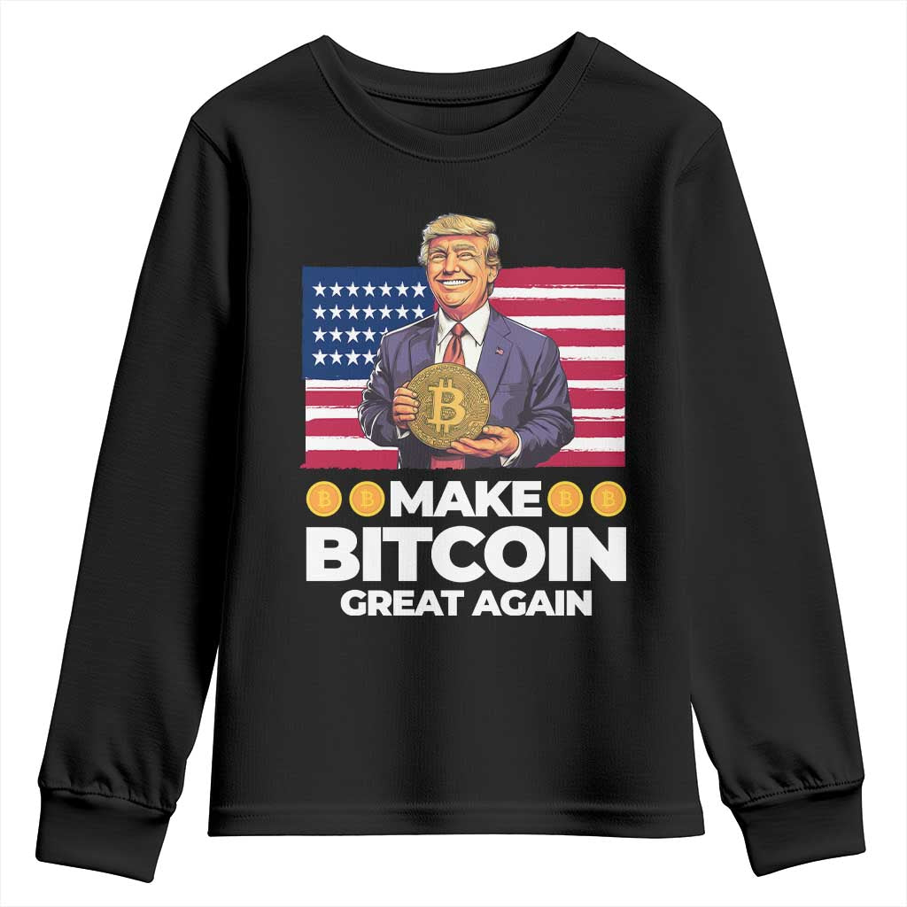 Trump Bitcoin Youth Sweatshirt Make Bitcoin Great Again TS09 Black Print Your Wear