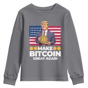 Trump Bitcoin Youth Sweatshirt Make Bitcoin Great Again TS09 Charcoal Print Your Wear