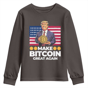 Trump Bitcoin Youth Sweatshirt Make Bitcoin Great Again TS09 Dark Chocolate Print Your Wear