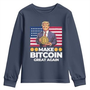 Trump Bitcoin Youth Sweatshirt Make Bitcoin Great Again TS09 Navy Print Your Wear