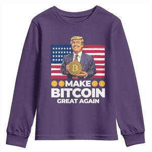 Trump Bitcoin Youth Sweatshirt Make Bitcoin Great Again TS09 Purple Print Your Wear