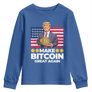 Trump Bitcoin Youth Sweatshirt Make Bitcoin Great Again TS09 Royal Blue Print Your Wear