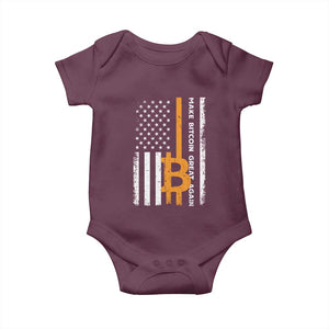 Make Bitcoin Great Again Baby Onesie Crypto Enthusiasts Trump Coin 2025 TS09 Maroon Print Your Wear