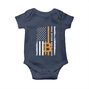Make Bitcoin Great Again Baby Onesie Crypto Enthusiasts Trump Coin 2025 TS09 Navy Print Your Wear