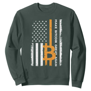 Make Bitcoin Great Again Sweatshirt Crypto Enthusiasts Trump Coin 2025 TS09 Dark Forest Green Print Your Wear