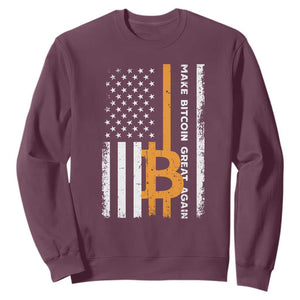 Make Bitcoin Great Again Sweatshirt Crypto Enthusiasts Trump Coin 2025 TS09 Maroon Print Your Wear