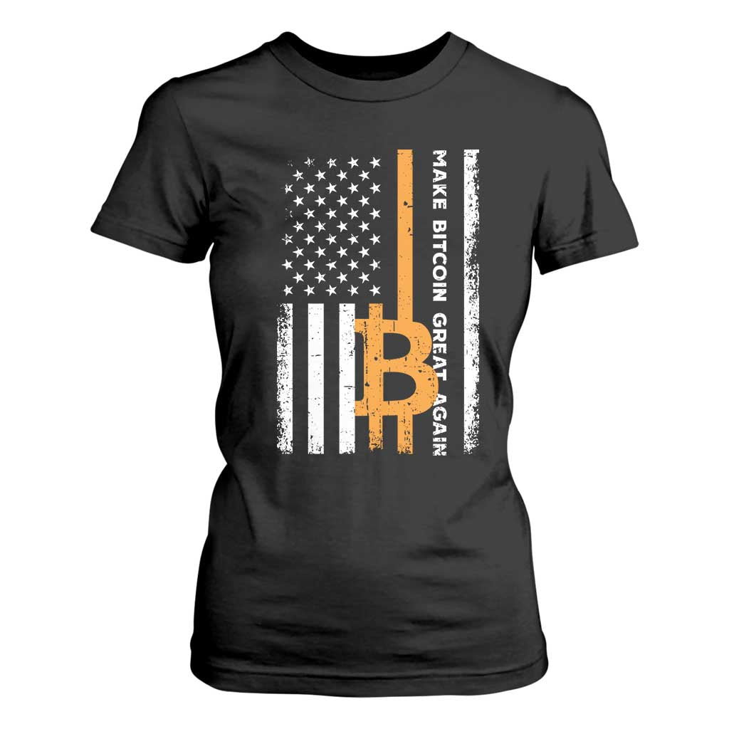 Make Bitcoin Great Again T Shirt For Women Crypto Enthusiasts Trump Coin 2025 TS09 Black Print Your Wear