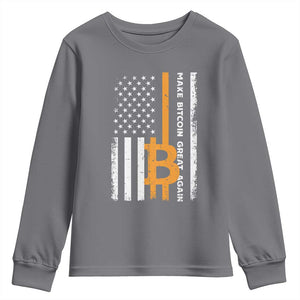 Make Bitcoin Great Again Youth Sweatshirt Crypto Enthusiasts Trump Coin 2025 TS09 Charcoal Print Your Wear