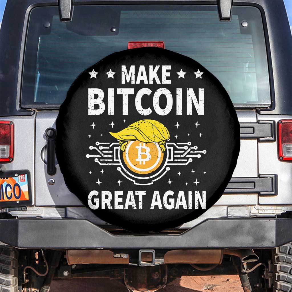 Funny Crypto Enthusiasts Trump Coin 2025 Spare Tire Cover Make Bitcoin Great Again TS09 No hole Black Print Your Wear