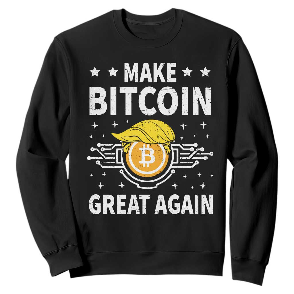 Funny Crypto Enthusiasts Trump Coin 2025 Sweatshirt Make Bitcoin Great Again TS09 Black Print Your Wear