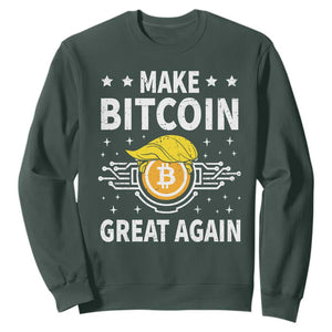Funny Crypto Enthusiasts Trump Coin 2025 Sweatshirt Make Bitcoin Great Again TS09 Dark Forest Green Print Your Wear