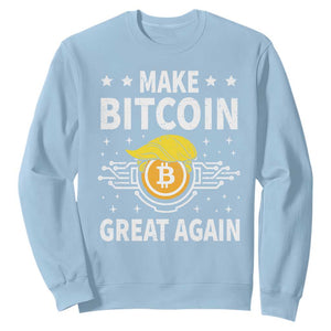 Funny Crypto Enthusiasts Trump Coin 2025 Sweatshirt Make Bitcoin Great Again TS09 Light Blue Print Your Wear