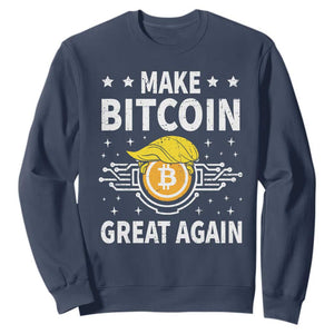 Funny Crypto Enthusiasts Trump Coin 2025 Sweatshirt Make Bitcoin Great Again TS09 Navy Print Your Wear
