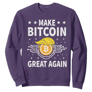 Funny Crypto Enthusiasts Trump Coin 2025 Sweatshirt Make Bitcoin Great Again TS09 Purple Print Your Wear