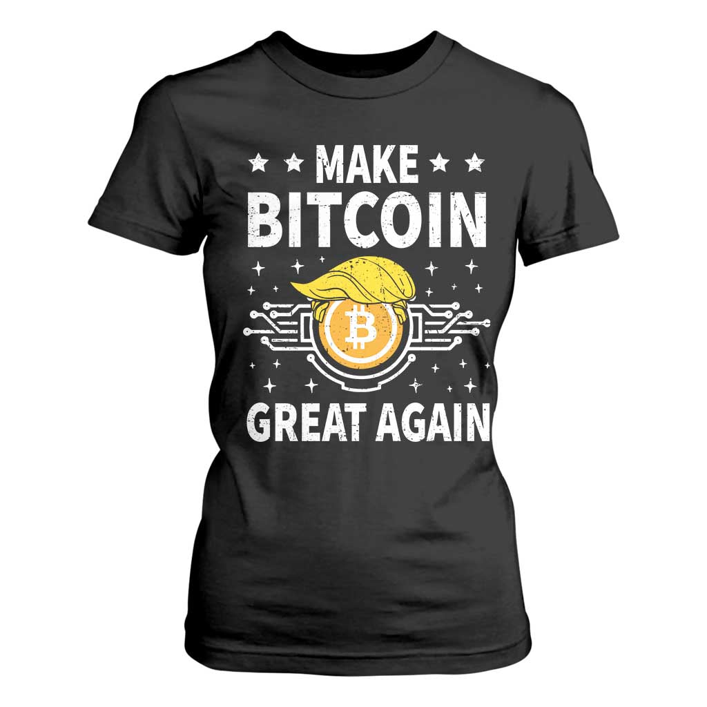 Funny Crypto Enthusiasts Trump Coin 2025 T Shirt For Women Make Bitcoin Great Again TS09 Black Print Your Wear