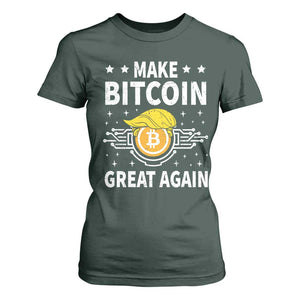 Funny Crypto Enthusiasts Trump Coin 2025 T Shirt For Women Make Bitcoin Great Again TS09 Dark Forest Green Print Your Wear