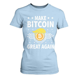 Funny Crypto Enthusiasts Trump Coin 2025 T Shirt For Women Make Bitcoin Great Again TS09 Light Blue Print Your Wear