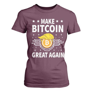 Funny Crypto Enthusiasts Trump Coin 2025 T Shirt For Women Make Bitcoin Great Again TS09 Maroon Print Your Wear