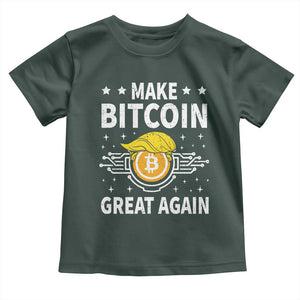 Funny Crypto Enthusiasts Trump Coin 2025 Toddler T Shirt Make Bitcoin Great Again TS09 Dark Forest Green Print Your Wear
