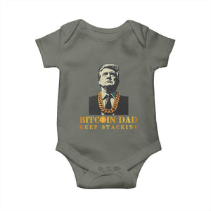 Funny Trump Bitcoin Dad Baby Onesie TS09 Military Green Print Your Wear