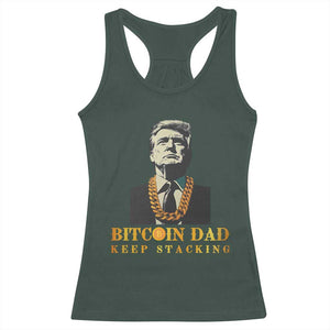 Funny Trump Bitcoin Dad Racerback Tank Top TS09 Dark Forest Green Print Your Wear