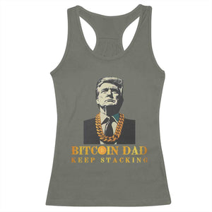 Funny Trump Bitcoin Dad Racerback Tank Top TS09 Military Green Print Your Wear