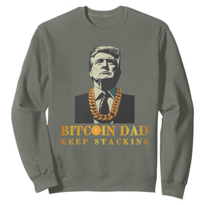 Funny Trump Bitcoin Dad Sweatshirt TS09 Military Green Print Your Wear