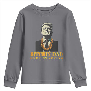 Funny Trump Bitcoin Dad Youth Sweatshirt TS09 Charcoal Print Your Wear