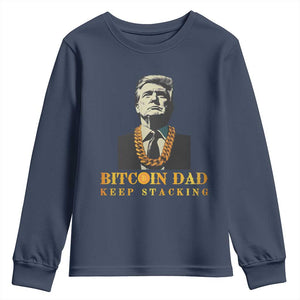 Funny Trump Bitcoin Dad Youth Sweatshirt TS09 Navy Print Your Wear