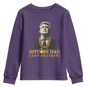 Funny Trump Bitcoin Dad Youth Sweatshirt TS09 Purple Print Your Wear