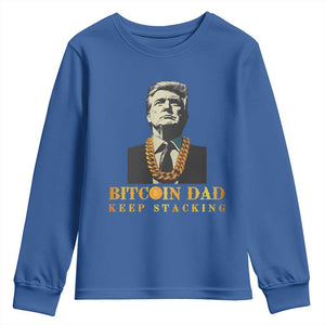 Funny Trump Bitcoin Dad Youth Sweatshirt TS09 Royal Blue Print Your Wear