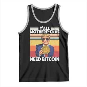 Funny Trump Bitcoin Tank Top Ya'll Motherf*ckas Need Bitcoin Crypto Enthusiasts TS09 Black Athletic Heather Print Your Wear