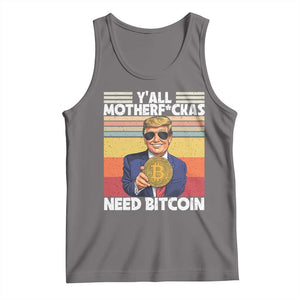 Funny Trump Bitcoin Tank Top Ya'll Motherf*ckas Need Bitcoin Crypto Enthusiasts TS09 Deep Heather Print Your Wear
