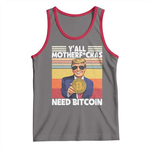 Funny Trump Bitcoin Tank Top Ya'll Motherf*ckas Need Bitcoin Crypto Enthusiasts TS09 Deep Heather Red Print Your Wear