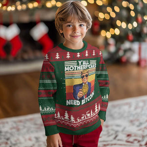 Funny Trump Bitcoin Knit Sweatshirt Ya'll Motherf*ckas Need Bitcoin Crypto Enthusiasts TS09 Christmas Print Your Wear