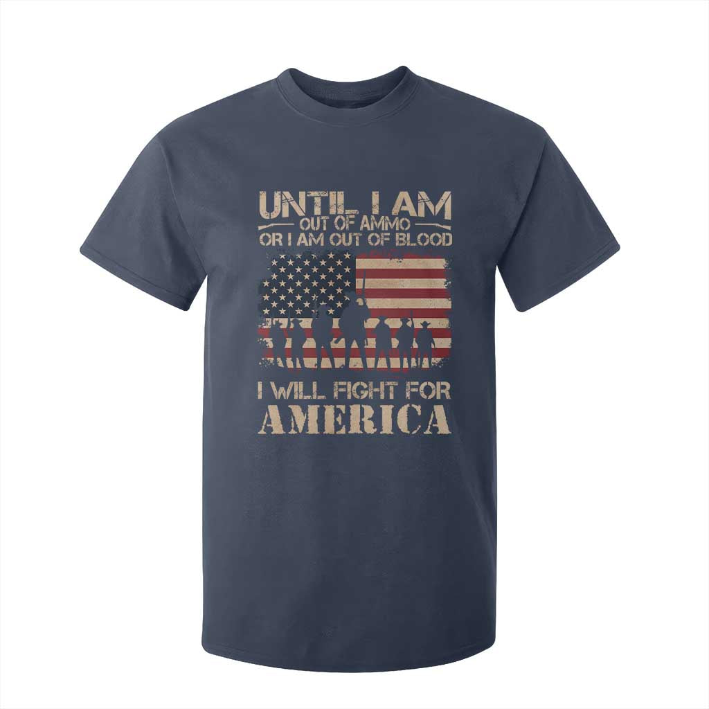 Patriotic T Shirt For Kid Until I Am Out Of Blood I Will Fight For America TS09 Navy Print Your Wear