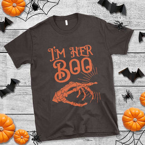 Halloween Couple Matching T Shirt I'm Her Boo Skeleton Hand TS09 Dark Chocolate Print Your Wear